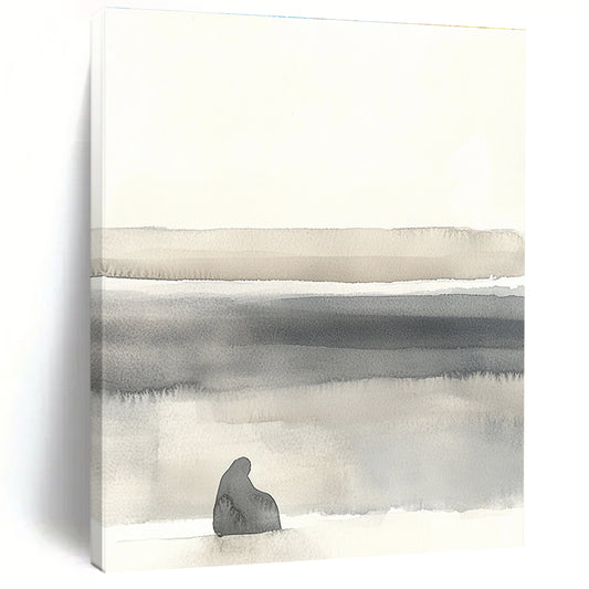 Solitary Figure Landscape Contemplative Art for Philosophical Library & Introspective Home Office STSC1465