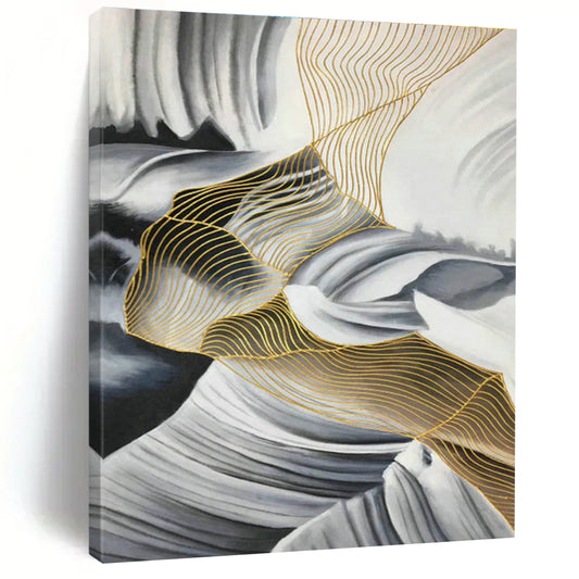 Gold - Line Landscape Abstract Art for Living Room & Foyer DLZ0541