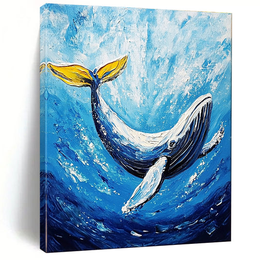 Blue Whale in Ocean Art for Coastal Home Playroom & Marine Biology Classroom STSC1052