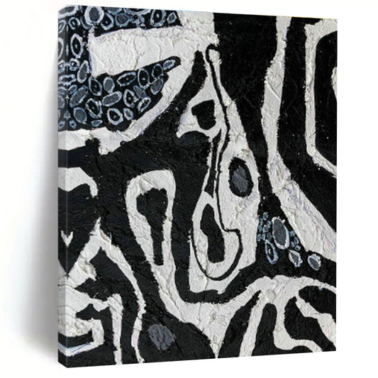 Black - White Textured Art for Industrial Café Restroom Walls DLZ0052