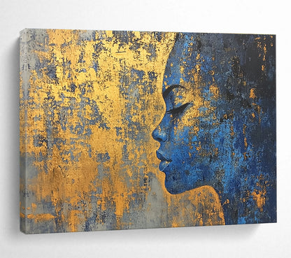 Blue Woman with Gold Accents Art for Bohemian - Style Bedroom & Ethnic Art Gallery SC171