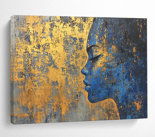 Blue Woman with Gold Accents Art for Bohemian - Style Bedroom & Ethnic Art Gallery SC171
