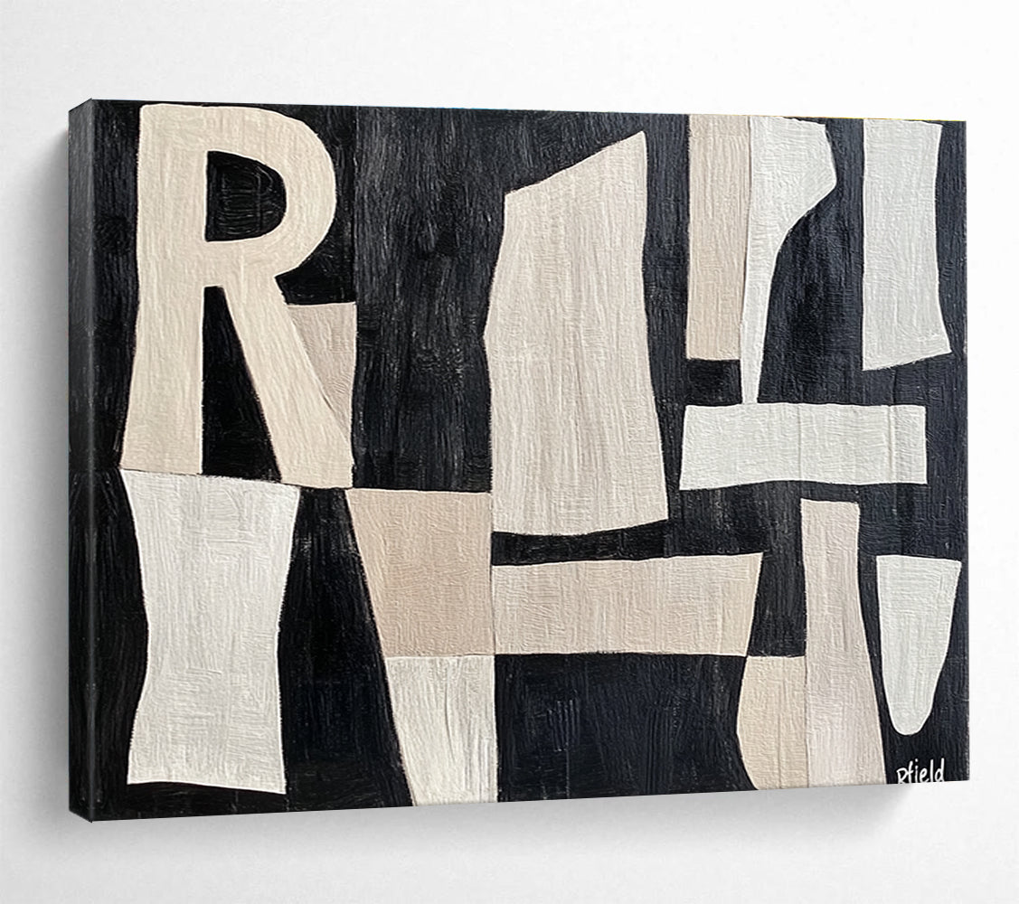 Abstract Letter Collage Art for Literary Café & Modern Home Office SC427