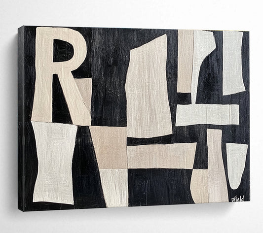 Abstract Letter Collage Art for Literary Café & Modern Home Office SC427