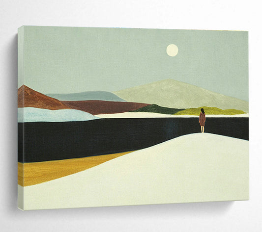 Moonlit Figure Landscape Art for Serene Bedroom Retreats DLZ3123