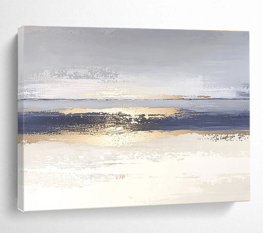 Blue - Gray - Gold Abstract Art for Coastal Home & Contemporary Gallery SC007