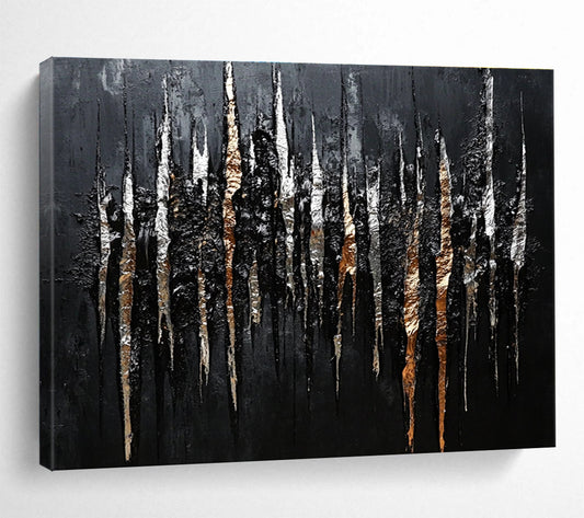 Textured Black - Silver - Gold Art for Luxury Hotel Lobby & Art Gallery SC019