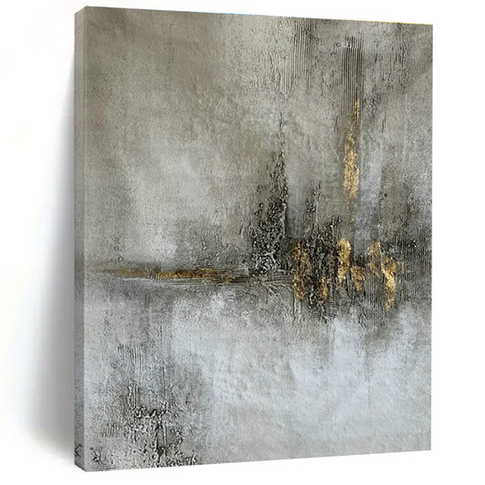 Gold - Gray Textured Abstract Art for Luxury Hotel Lobby & High - End Art Gallery DLZ1790