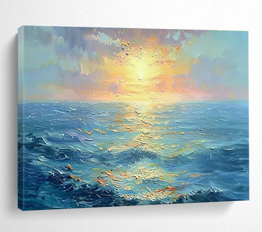 Sea Sunrise Oil Painting for Beach Resort Hotel Lobby Areas DLZ3144