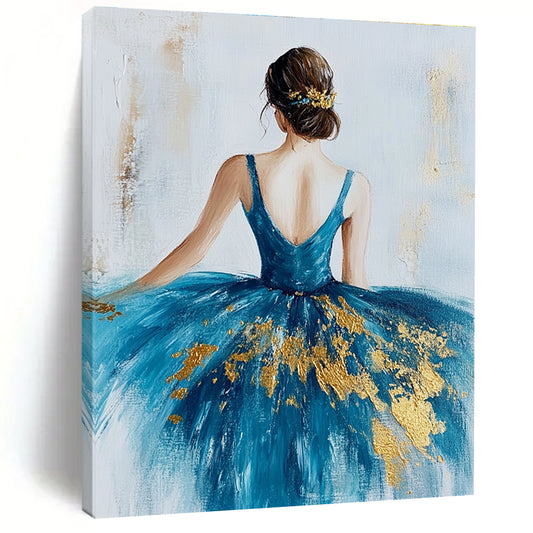 Ballerina in Blue and Gold for Dance Studio Waiting Area & Elegant Home Bedroom STSC155