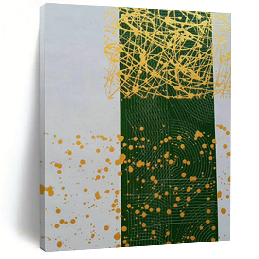 Yellow - Green Splatter Abstract Art for Bohemian Café & Artistic Playroom DLZ0776