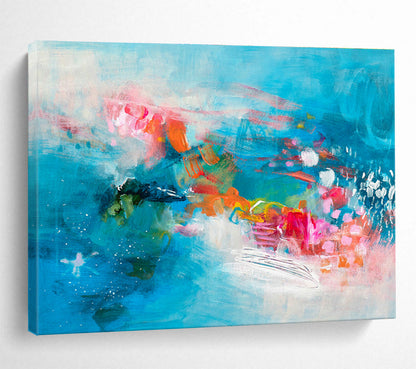 Blue - Pink Artistic Abstract Art for Cozy Reading Nooks DLZ2416