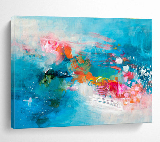 Blue - Pink Artistic Abstract Art for Cozy Reading Nooks DLZ2416