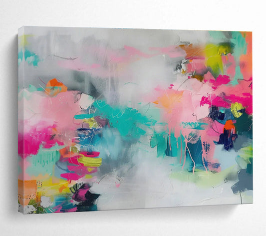 Pink - Blue Abstract Color Art for Chic Boutique Café DLZ2859