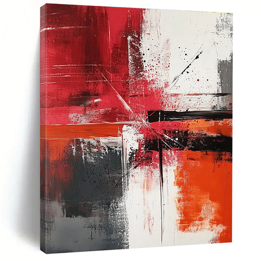 Red, Black, and White Abstract Dynamism Art for Bold Living Room & Contemporary Art Showroom STSC1357