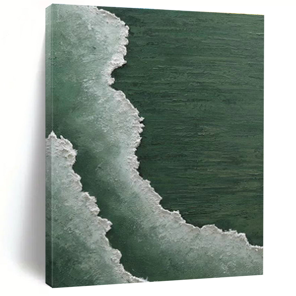 Green and White Wave Art for Coastal Home & Nature - Inspired Spa DLZ2201