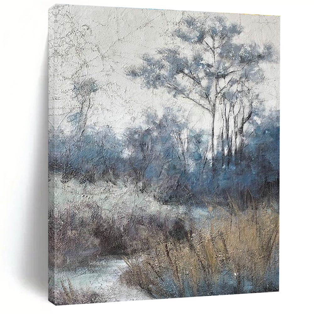 Blue - Toned Forest Landscape Art for Nature - Inspired Yoga Studio & Rustic Cabin DLZ2158