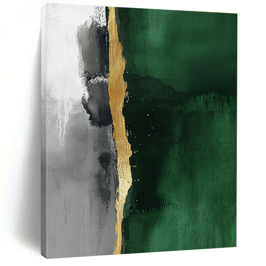 Green - Gold Abstract Divide Art for Eco - Friendly Boutique & Modern Art Café STSC129