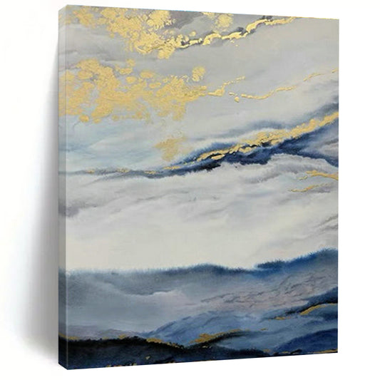 Golden Clouds and Mountains Art for Luxury Penthouse Living Room & Asian - Fusion Restaurant DLZ0916