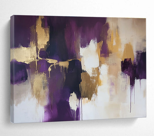 Purple - Gold Abstract Fusion Art for Royal - Inspired Dining Room & Luxury Spa Lounge SC237
