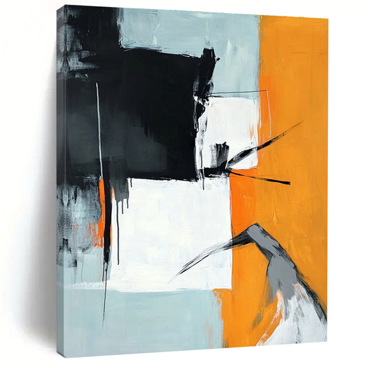 Geometric Orange & Gray Art for Dining Room & Modern Office STSC725