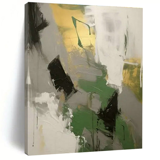 Green - Gray - Gold Abstract Art for Eco - Friendly Home & Wellness Center DLZ1697