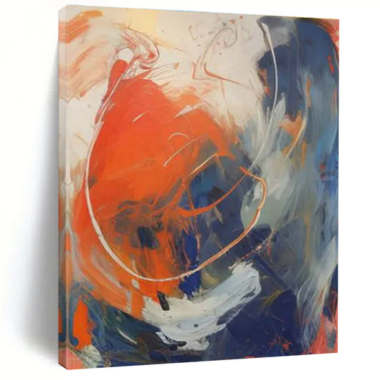 Orange - Blue - White Abstract Art for Trendy Gym & Artistic Community Center DLZ1728