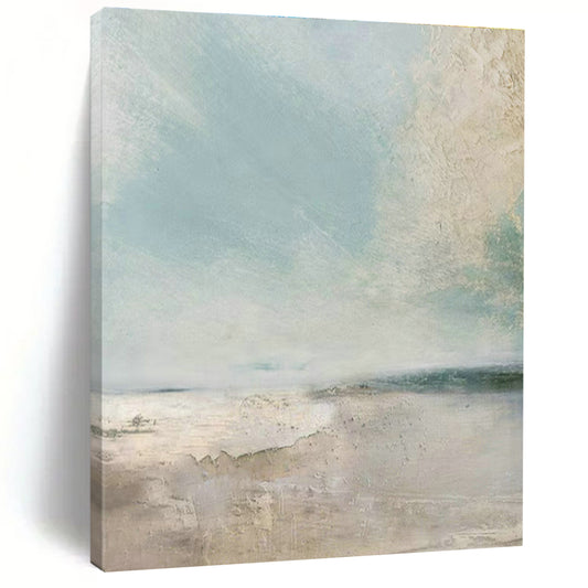 Light Blue - Beige Abstract Landscape Art for Coastal Hotel Lobby & Minimalist Home DLZ2066
