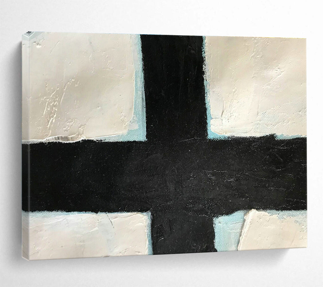 Black - White Cross Abstract Art for Minimalist Church Chapels DLZ2564