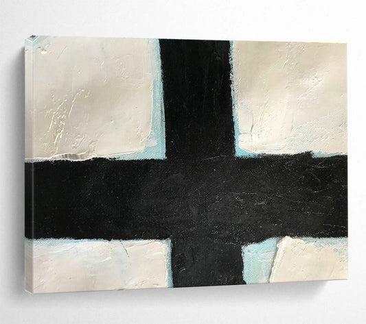 Black - White Cross Abstract Art for Minimalist Church Chapels DLZ2564