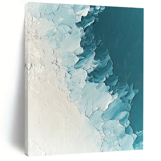 Blue and White Textured Abstract for Coastal Bedroom & Minimalist Art Gallery STSC311
