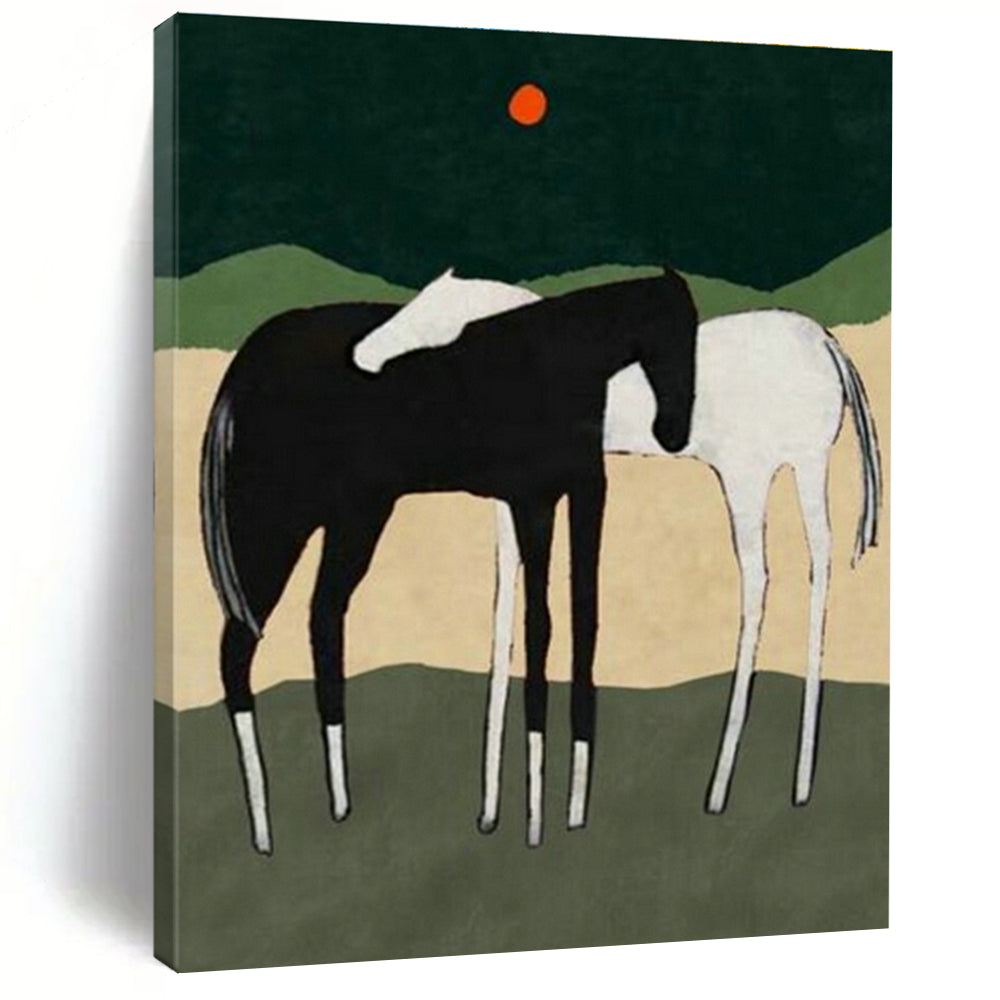 Folk - Inspired Horse Art for Country Farmhouse & Western Art Gallery DLZ1419