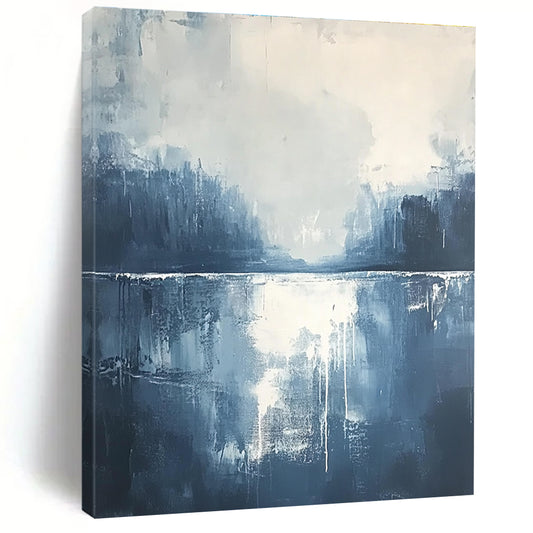 Blue and White Abstract Landscape for Coastal Home & Serene Bedroom STSC322