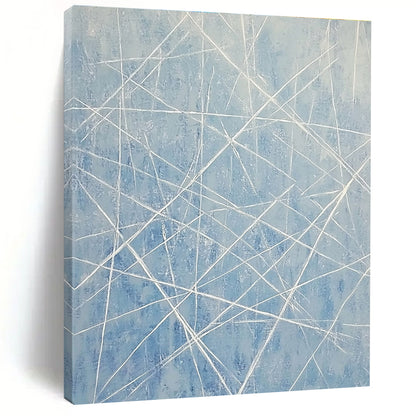 Blue and White Linear Abstract for Serene Home Office & Modern Art Space STSC316