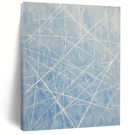 Blue and White Linear Abstract for Serene Home Office & Modern Art Space STSC316