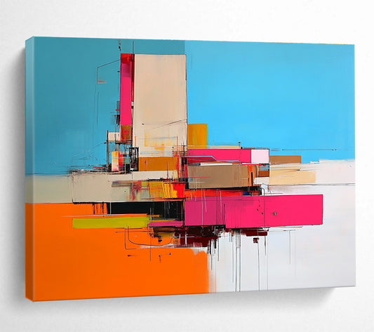 Colorful Architectural Abstract Art for Modern City Loft & Design - Focused Office SC159
