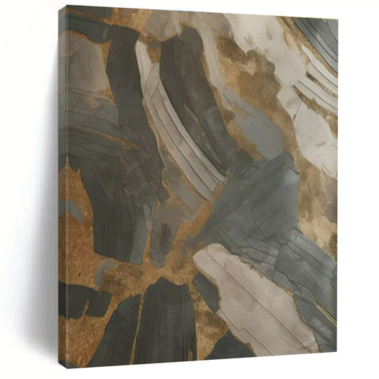 Gold - Gray Abstract Art for Industrial - Style Café & Creative Studio DLZ1734