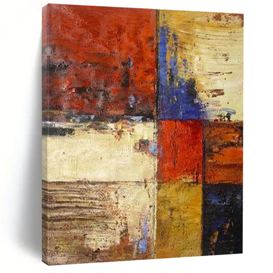 Red - Blue Patch Abstract Art for Living Room & Dining Room DLZ0464