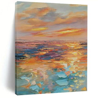 Seaside Sunset Oil Painting for Living Room & Cottages DLZ0340