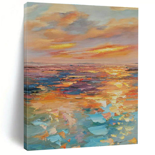 Seaside Sunset Oil Painting for Living Room & Cottages DLZ0340