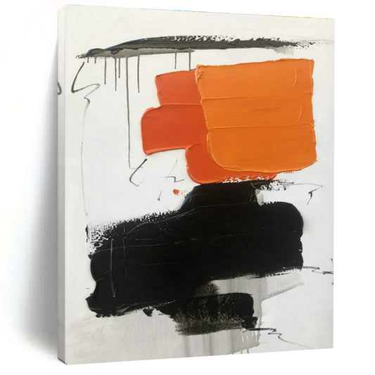 Orange - Black Abstract Art for Sports Bar & Creative Agency Break Area DLZ1684