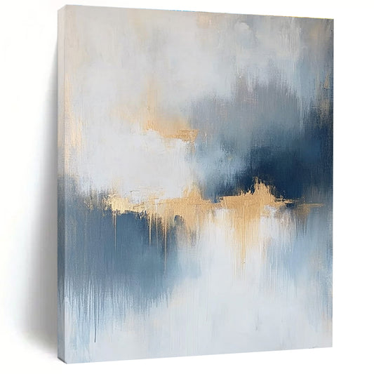 Blue, Grey, and Gold Abstract for Sophisticated Living Room & Luxury Hotel Suite STSC386