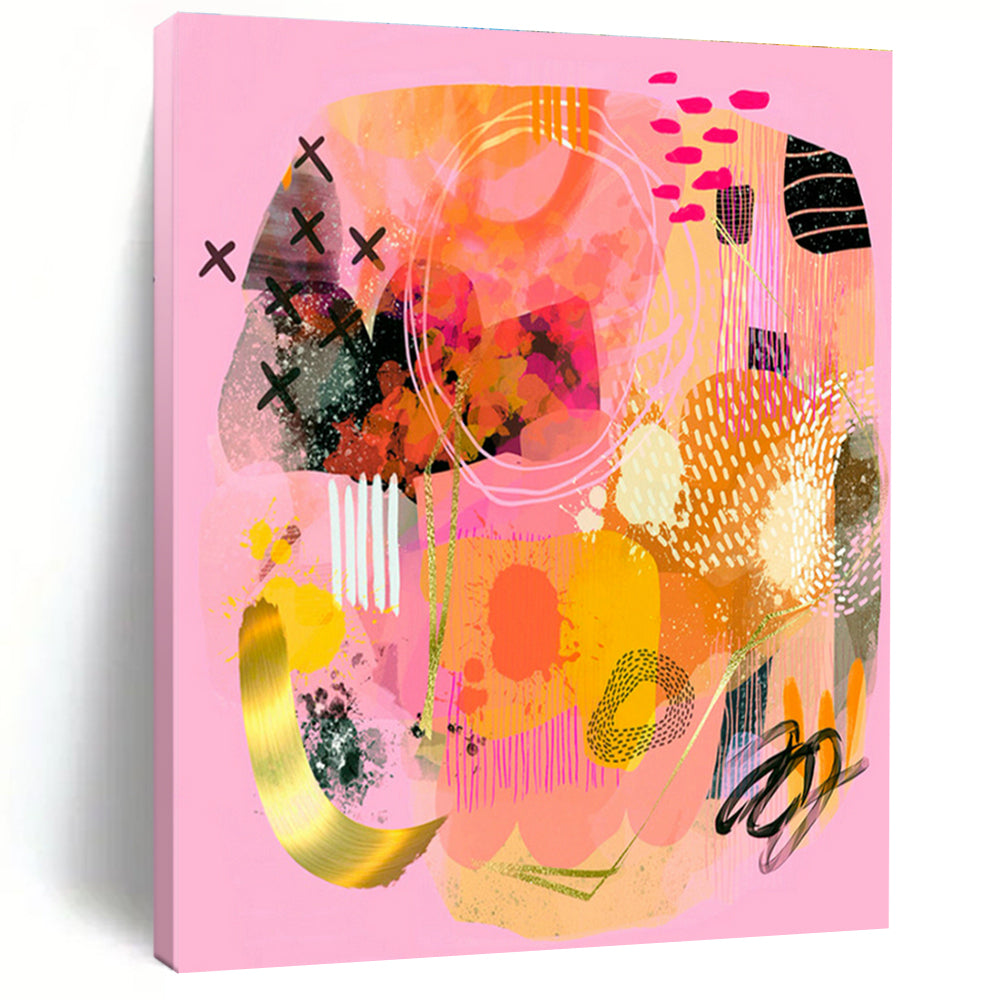 Pink - Themed Abstract Collage Art for Beauty Salon & Girls’ Night In Space DLZ0649
