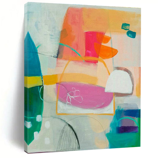Pink - Orange Geometric Art for Retro - Inspired Café Walls DLZ0095