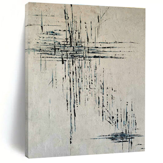 Blue and Black Line Abstract Art for Contemporary Art Studio & Urban - Themed Café DLZ0749