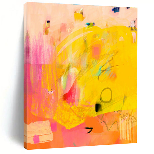 Sunny Yellow Abstract Art for Breakfast Nook & Kids’ Playroom DLZ0644
