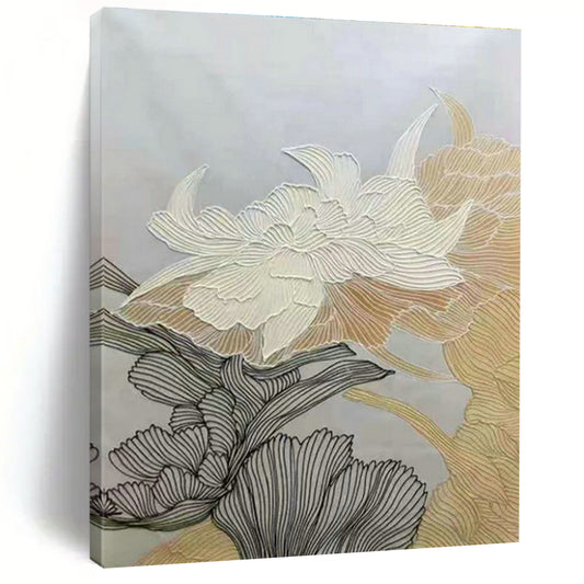 Gold - Line Flower Art for Living Room & Bedroom DLZ0472