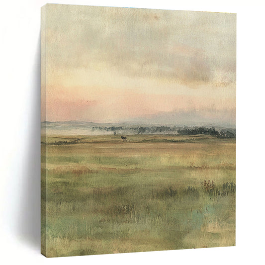 Watercolor Field Landscape for Countryside Cottage & Calming Meditation Space STSC1229