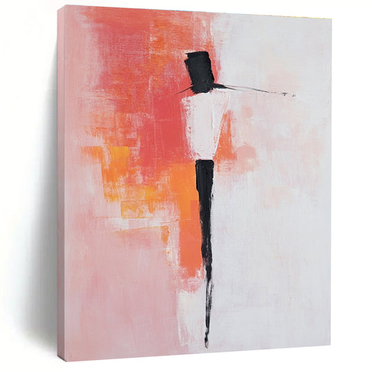 Coral and Black Abstract Figure for Bohemian - Style Bedroom & Art - Inspired Boutique STSC404
