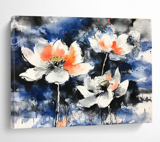 Elegant Lotus Ink Art for Asian - Inspired Home & Zen Spa SC580